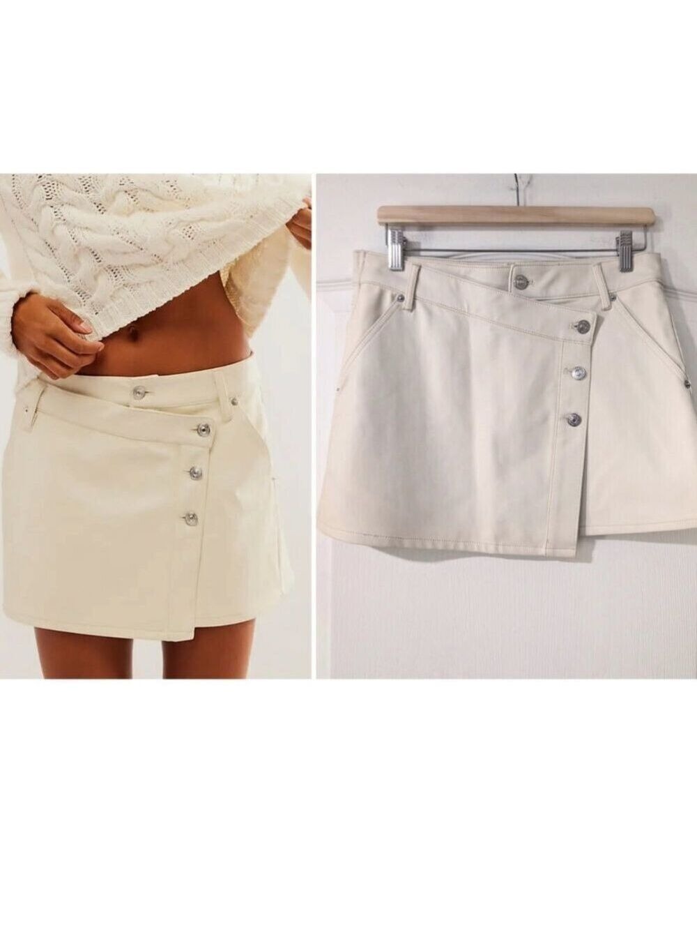 Free People | Wynne Vegan Leather Skirt In Bone